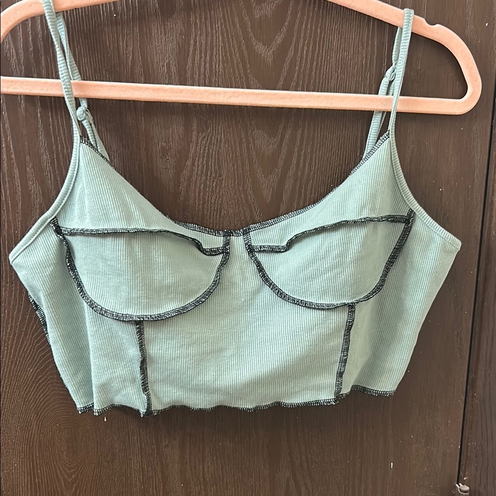 SHEIN Green Fitted Bustier Crop Tank Top